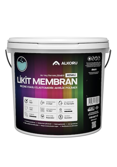 Alkoru 13 Kg Yeşil Likit Membran Renkli Reçine Esaslı
