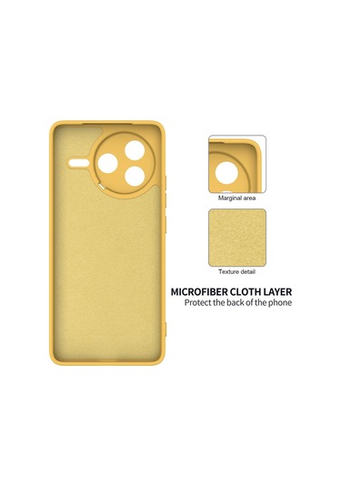 Xiaomi Poco F7 Pro İçin Düz Renk Sıvı Silikon Damlamaz Tam Kapsama Telefon Kılıfı Sarı