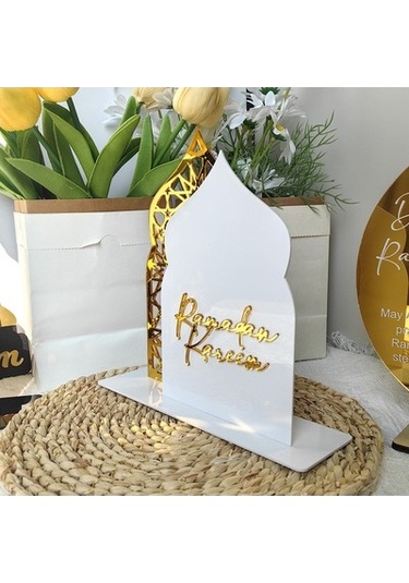 Lijinxu Ramazan Masa İşareti Süsleme Hediyesi Beyaz-altın