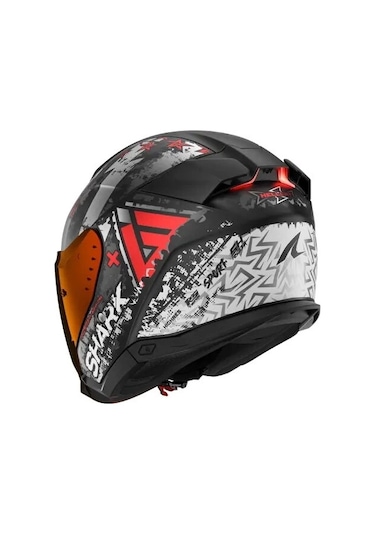 Şeffaf Vizör Gri + Shark Skwal İ3 Jet Hellcat Kırmızı Vizörlü Yarım Kask