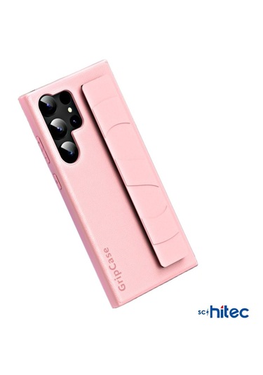 Schitec Samsung Galaxy S24 Ultra Uyumlu Premium Case Parmak Askılı Telefon Kılıfı Pembe