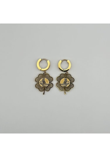 Arnes Jewelry Çelik Yonca Tuğralı Küpe Ar144nes Gold