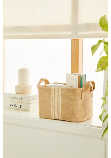 Ocean Home Textile 3'lü Çizgili Jüt Sepet Set