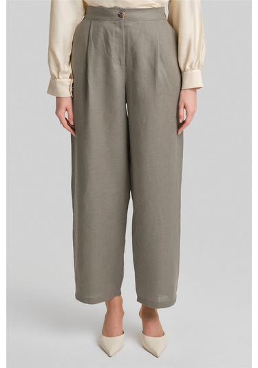 Armine Bol Keten Pantolon 24y2625 Koyu Vizon-koyu Vizon Koyu Vizon