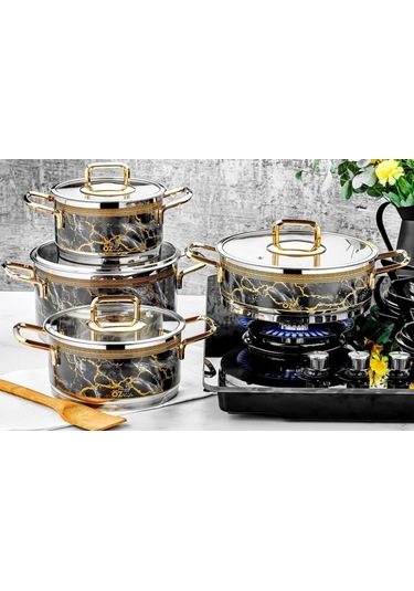 ÖZLİFE 472 IŞIL 8 PRÇ TENCERE SETİ-DEKORLU SARI