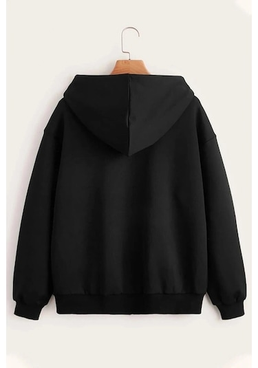 Bgm Teks Sweatshirt Fermuarlı 3 İp Siyah