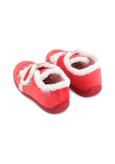 Gezer Kız Çocuk Bebe Cırtlı Ayarlanabilir Günlük Okul Kreş Panduf Ayakkabı Kırmızı