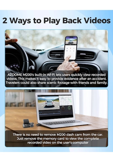 Azdome M200 Araç Kamerası WIFI 1080P Full HD Gece Görüşü