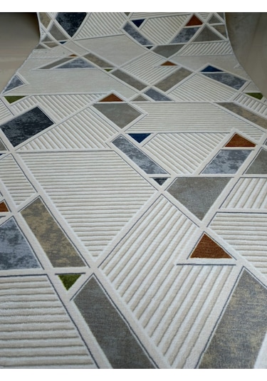 Çokrenkli Geometrik Desen Yıkanabilir Kaymaz Dört Mevsimlik Salon Banyo Balkon Genç Odası Kesme Halı Çok Renkli