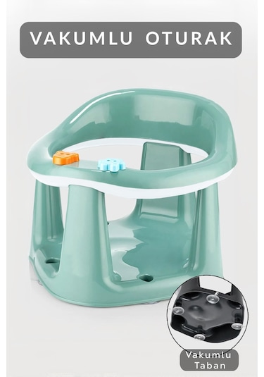 Bebek Destekli Banyo Oturağı - Vakum Tabanlı Bebek Mama Oturağı - Yeşil