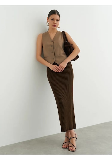 Verlabell Triko Ribana Maksimum Uzun Etek 321683825 Kahverengi