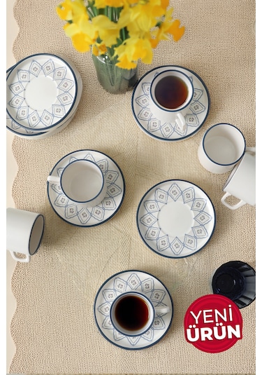 Keramika Floral Waves Stackable Çay Takımı 12 Parça 6 Kişilik Çok Renkli