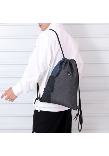 Padalink Su Geçirmez Kulaklık Girişli Çekmeli Sırt Çantası - Gençler Ve Yetişkinler İçin Pratik Seyahat Çantası Mavi