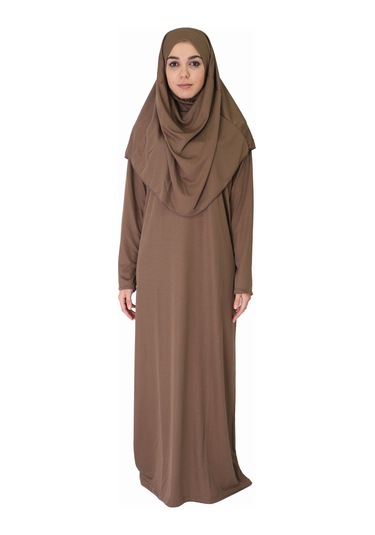 Koyu Sütlü Kahve Fermuarsız Namaz Elbisesi