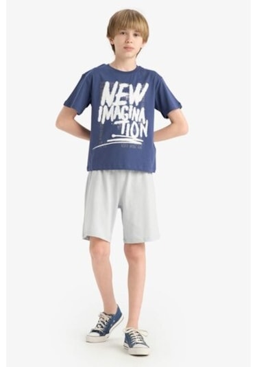 DeFacto Erkek Çocuk 2'li Takım Baskılı Kısa Kollu Tişört Beli Lastikli Şort F1231A825SMPR498