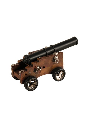 Vintage Savaş Gemisi Topu Nostaljik Metal Top Arabası 29cm