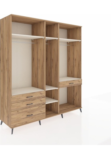 Kronos Dolap 7 Raflı 4 Çekmeceli 3 Askılı 220x59x243 Çam-aytaşı/çam Aytası/atlas Çam