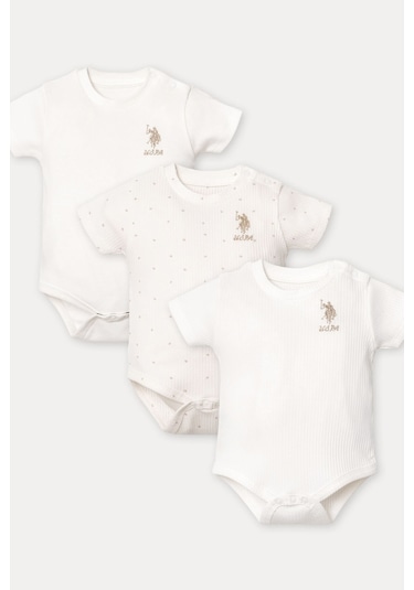 U.s. Polo Assn. Kız Bebek Beyaz 3lü Zıbın Beyaz