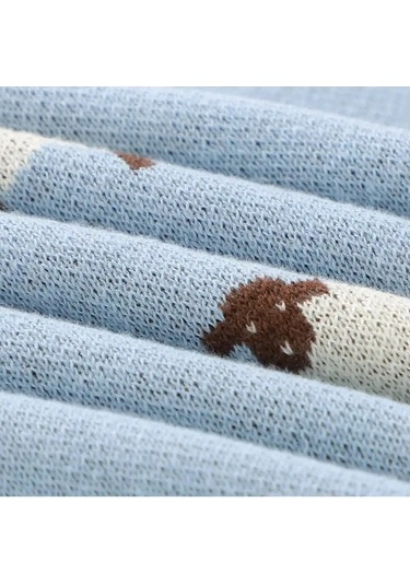 Luckylu Yeni Doğanlar İçin Pamuklu Battaniye, %100 Pamuk, 100x80, Çocuk 141669544 Açik Mavi