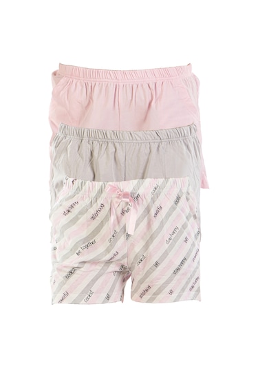 Kadın Kısa Şort Üçlü Paket Likralı Pembe 60093 R16 Pembe