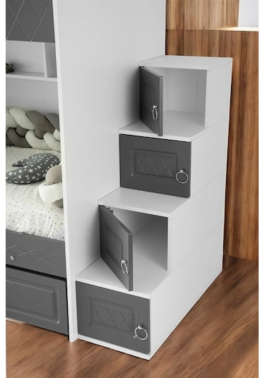Kardelen Mdf Çelik Profilli Yavrulu Ranza Antrasit Beyaz M2 90 X 190 CM