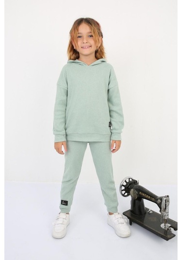Ribana Oversize Kapüşonlu Arma Detaylı Alt Üst Takım Yeşil