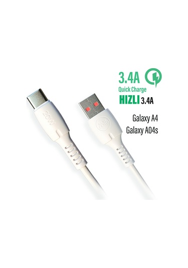 Samsung Galaxy A04 - A04s Uyumlu Hızlı Şarj Kablosu 3.4a