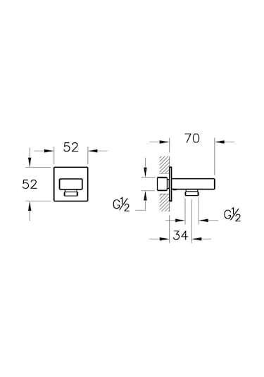 Artema Root Square Ankastre El Duşu Çıkışı Fırçalı Nikel A4523334 Nikel