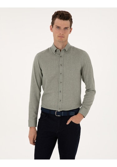 Pierre Cardin Erkek Yeşil Gömlek Desenli 50316768-vr054 Yeşil