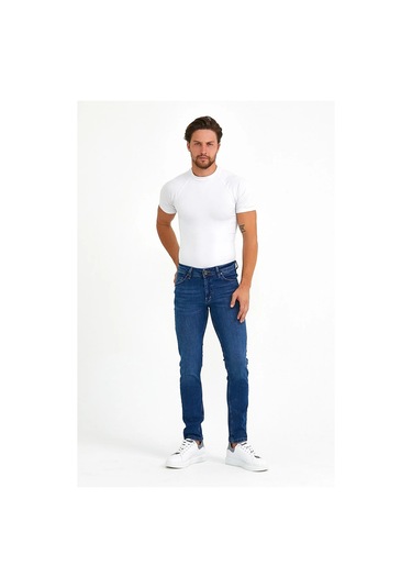 Digital Jeans Erkek Slim Fit Dar Kesim Dar Paça Kot Panto Koyu Mavi Açık Gri