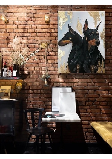 Fluid Doberman Tablosu Numara İle Boyama Ve Yaldızlı Tuval 40x50 144834341