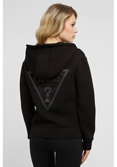 Guess Kadın Arkası Üçgen Logolu Scuba Sweatshirt Siyah Guess Kadın Arkası Üçgen Logolu Scuba Sweatshirt Siyah