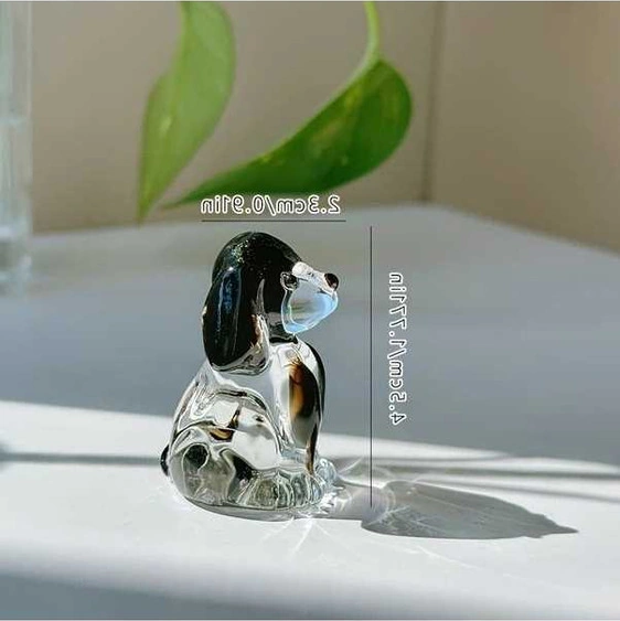 Trendooze Siyah El Yapımı Kristal Köpek Heykeli - Masüstü Hediye