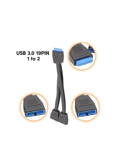Flybuy 21cm Usb3.0 Anakart 19 Pin Bire İki Uzatma Kablo, Yüksek Hızlı Bağlantı, Dayanıklı