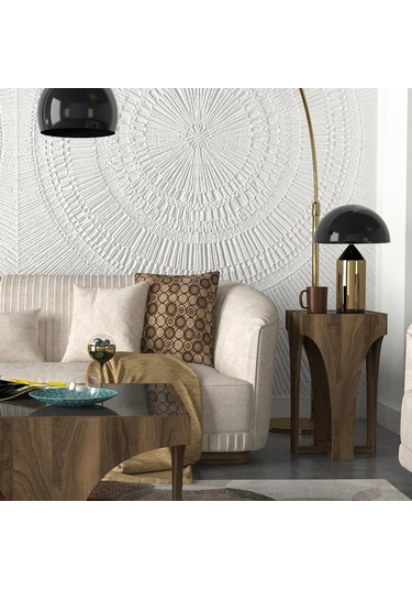 Dekorister Litus Camlı Yan Sehpa Ceviz-Antrasit