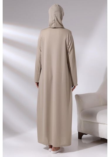 Vizon Kadın Pratik Başörtülü Fermuarlı Tek Parça Namaz Elbisesi Seccade Seti
