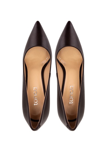 Tamer Tanca Kadın Hakiki Deri Kahverengi Topuklu Ayakkabı 1132 570 Bn Ayk Sk25-26 Kahve Derı Kahverengi