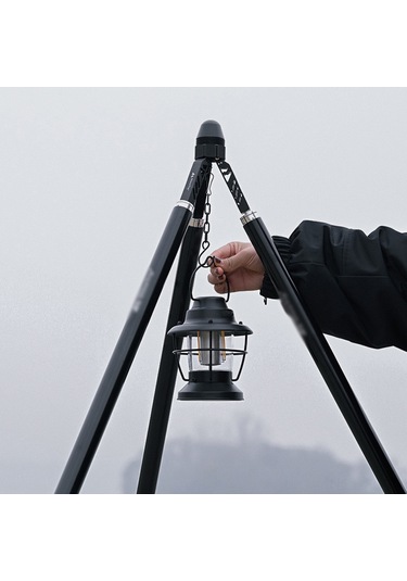 Lemestar Kamp Tenteği İçin Alüminyum Çift Fonksiyonlu Ayağa Kaldırıcı - Tente Stabilitesi Ve Işık/kamera Tutucu Tripod Siyah