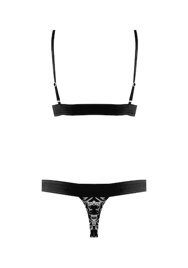 Deep Secret Siyah-beyaz Full Dantel Bralet Strıng Takım Ds20095brt 001