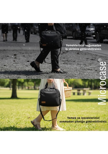 Microcase Tek Kişilik Termal Günlük Kamp Piknik İçin Yemek İçecek Taşıma Çantası 6 Lt Al5428 Siyah