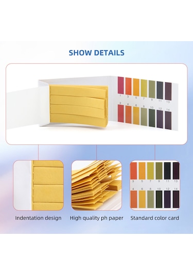 Kosona 1-14 Ph Aralığı Test Kağıdı, 1600 Adet 20 Paket , İdrar Ve Kozmetikler İçin, Hızlı Sonuç Veren Tuzaklı Ph Ölçüm Kağıdı