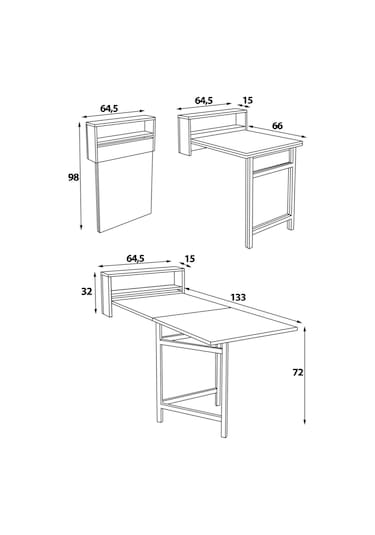 Dekorfim DF01106B Duvara Monte Pratik Katlanır Kırma Mutfak ve Yemek Masası