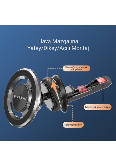 Earldom Eh213 Izgara Klipsli Manyetik Magsafe Araç Tutucu - S M414