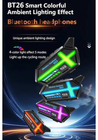 Vtn-29 Bt26 Motosiklet Kask Kulaklık Bluetooth Işıklı 2 Eşleşme Özellikli Intercom