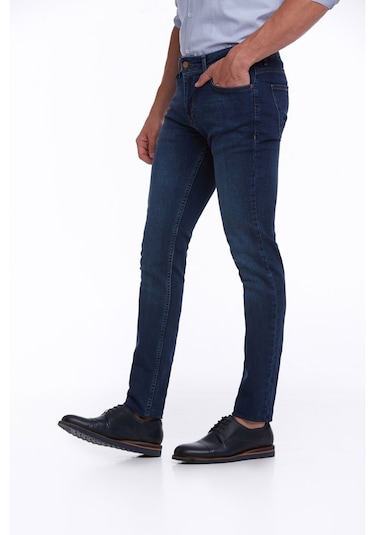Hatemoğlu Lacivert Slim Fit Düşük Bel Düz Paça Basic Kot Pantolon Lacivert