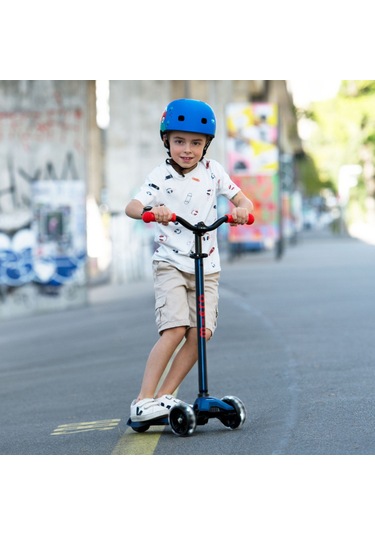 Micro Maxi Deluxe Pro Led 3 Tekerli Işıklı Çocuk Scooter Navy Red