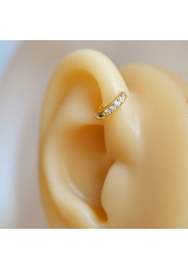 6 Mm Gold Taşlı Halka Piercing Tragus Forward Helix Kıkırdak Çok Renkli