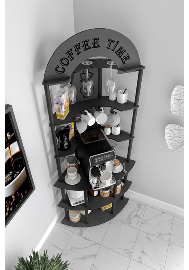 Ristretto Kahve Köşesi Rafı Siyah Siyah