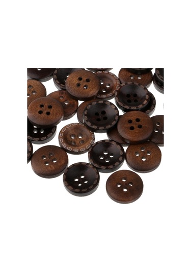 Homyl 50 Parça Vintage 4 Delik Ahşap Düğmeler Dikiş Giyim