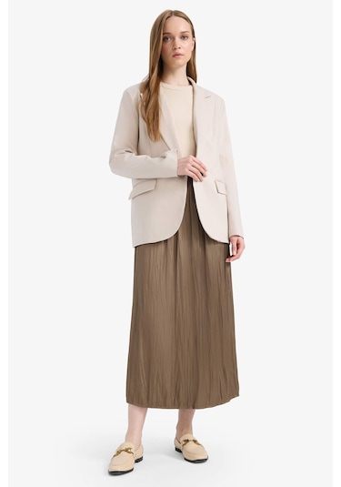 DeFacto A Kesim Saten Maxi Etek D2139AX25SPKH71 Haki